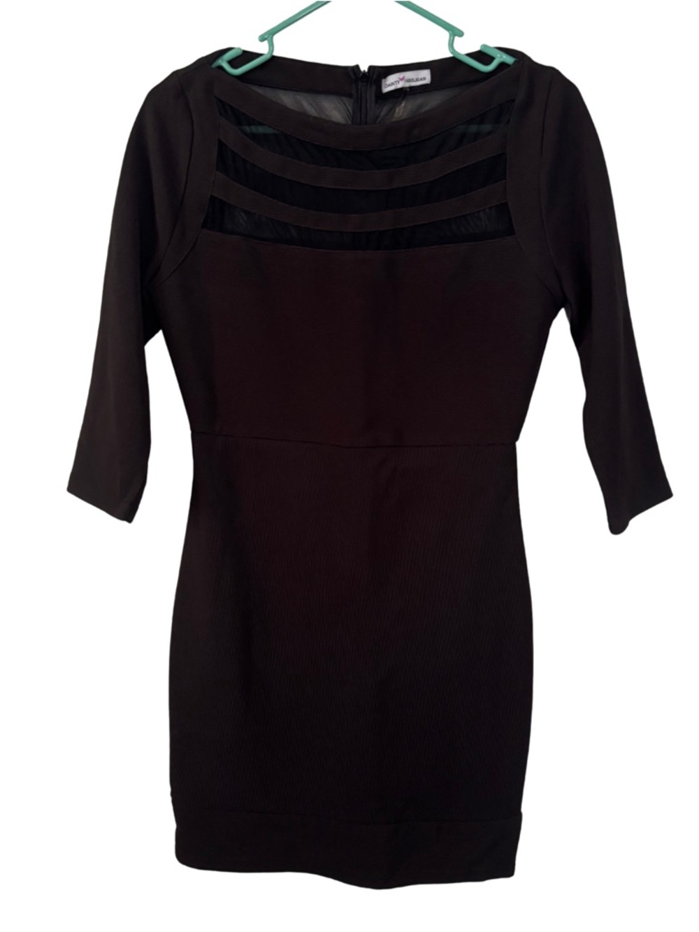 3/$20 Dainty Hooligan Black 3/4 Sleeve Sheath Dress with Mesh Cut Outs